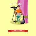 Vector illustration of producer reading screenplay in flat style