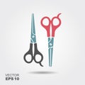 Vector illustration of professional barber Scissors. Flat icon