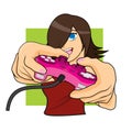 Vector Illustration of Professional Gamer Girl Royalty Free Stock Photo