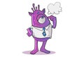 Cartoon Illustration Of Cute Professional Purple Monster.