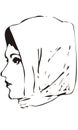 Vector Illustration of Profile of Woman Wearing a Headscarf