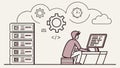 Programmer at work, coding and software development vector design Generative AI Royalty Free Stock Photo