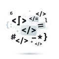Vector Illustration of Programming Symbols and Code Elements for Software Development Royalty Free Stock Photo