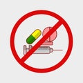 Vector illustration of prohibited drug use Royalty Free Stock Photo