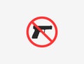 Prohibiting sign for gun. Vector illustration.