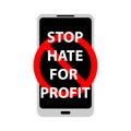 Vector illustration of prohibition sign of stop hate for profit.