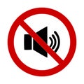 Illustration of prohibits loud sound sign on white background