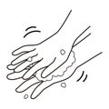 Vector illustration of proper hand washing procedure,  3, rub the back of your hand with your palm. Royalty Free Stock Photo