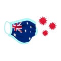 Vector illustration of a protective respiratory mask in the form of the flag of Australia.