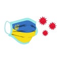 Vector illustration of a protective respiratory mask in the form of the flag of Ukraine.