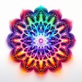 Vibrant Neon Mandala Flower On White Background Royalty Free Stock Photo