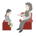 Vector illustration of psychology. Psychologist woman holds a se