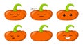 Vector illustration of an pumpkin Cute cartoon vegetable vector character set isolated on white. Emotions. Stickers. kawaii
