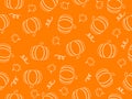 pumpkin line art seamless pattern background