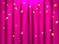 Vector illustration. Purple closed curtains background