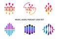 Purple, Fire Modern, Music, Audio, Podcast Logo Set