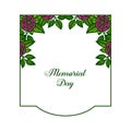 Vector illustration purple flower frames isolated white background for memorial days Royalty Free Stock Photo