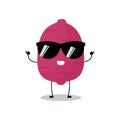 Vector illustration of purple sweet potato character with cute expression, tubers, sunglasses, cool, thumb up Royalty Free Stock Photo