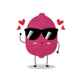 Vector illustration of purple sweet potato character with cute expression, lovely, sunglasses Royalty Free Stock Photo