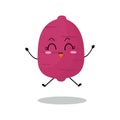 Vector illustration of purple sweet potato character with cute expression, tubers, happy, jump, celebration Royalty Free Stock Photo