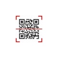 Vector illustration of QR code in red scanning frame. vector illustration isolated on white background Royalty Free Stock Photo
