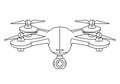 Vector illustration of quadcopter aerial drone with camera for photography, video surveillance or delivery isolated on white