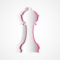 Vector illustration of queen chess pieces icon made from paper isolated on a white background Royalty Free Stock Photo