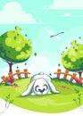 Vector illustration rabbit on the green background Royalty Free Stock Photo