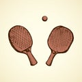 Vector illustration. Racket and ball for table tennis Royalty Free Stock Photo