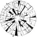 Vector illustration of radial cracks on broken glass (as damage from bullets). BW vector Royalty Free Stock Photo