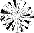 Vector illustration of radial cracks on broken glass (as damage from bullets). BW vector Royalty Free Stock Photo