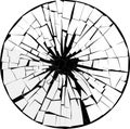 Vector illustration of radial cracks on broken glass (as damage from bullets). BW vector Royalty Free Stock Photo