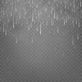 Vector illustration rain isolated on a transparent background. Shower weather, monsoon.