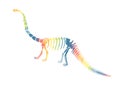 Vector illustration with rainbow dinosaur skeleton isolated on a white background.