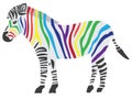 Vector Rainbow Zebra Isolated on White Background.