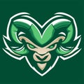 A vector illustration of a ram head mascot in a green background. AI Generated Royalty Free Stock Photo