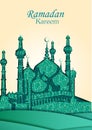 Ramadan Kareem Greetings for Ramadan background with Islamic Mosque