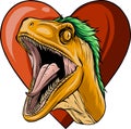 vector illustration of Raptor head with heart sign