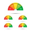 Vector illustration of rating customer satisfaction meter, different colors from red to green with colored smiles