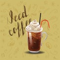 Iced coffee realism style vector illustration