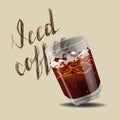 Iced coffee realism style vector illustration