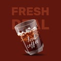 Iced coffee realism style vector illustration