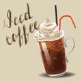 Iced coffee realism style vector illustration