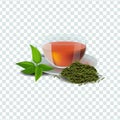 Vector illustration in realism style about green or herbal tea