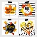 Vector set of Autumn greeting cards Royalty Free Stock Photo