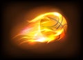 Vector illustration of a realistic basketball ball in a fiery flame Royalty Free Stock Photo