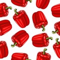 Realistic bell pepper pattern on white background