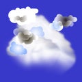 Realistic and cartoon clouds in the blue sky Royalty Free Stock Photo