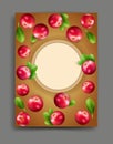 Vector illustration with realistic cranberry isolated with frame