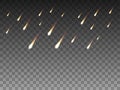 Vector illustration realistic falling meteor rain Royalty Free Stock Photo